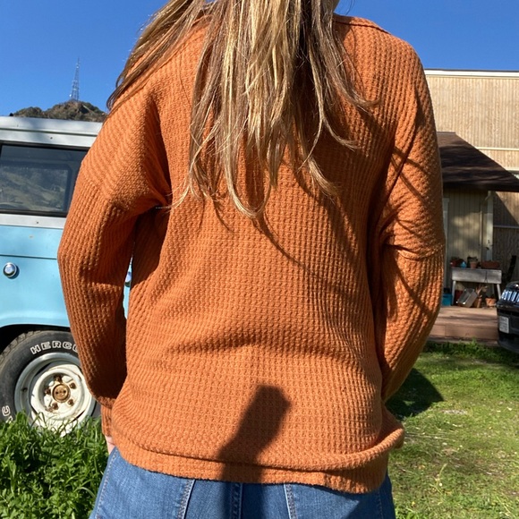 Tillys orange button up top - Picture 3 of 5